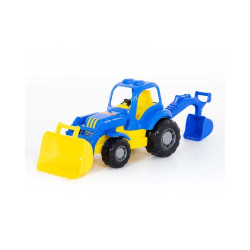 Tractor cu incarcator si excavator, jucarie copii, 28x13x16 cm