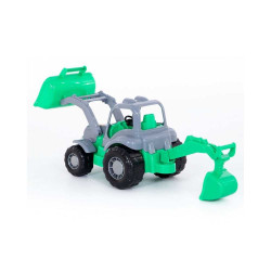Tractor cu incarcator si excavator, jucarie copii, 28x13x16 cm