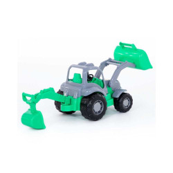 Tractor cu incarcator si excavator, jucarie copii, 28x13x16 cm