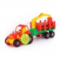 Tractor jucarie cu remorca si lemne, macara 2 brate, 47x13x20 cm Tractor jucarie cu remorca si lemne, macara 2 brate, 47x13x20 cm