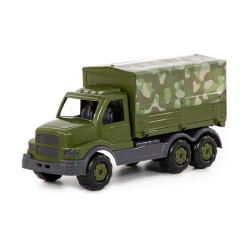 Camion militar jucarie, cu prelata, obloane detasabile, 44x16x22 cm