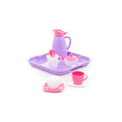 Set ceai jucarie, cescute cafea cu tavita, 12 accesorii joaca bucatarie
