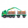 Camion trailer jucarie, incarcatura de lemne, macara extensibila, 77x19x25 cm