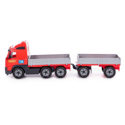 Camion jucarie cu remorca, obloane rabatabile, Volvo PowerTruck, 77x19x25 cm