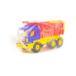 Camion pentru nisip, multicolor, lopata si grebla incluse, 67x26x36 cm