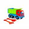Camion pentru nisip, multicolor, lopata si grebla incluse, 67x26x36 cm