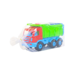 Camion pentru nisip, multicolor, lopata si grebla incluse, 67x26x36 cm