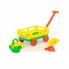 Carucior jucarie cu lopata, grebla si stropitoare, 43x29x21 cm