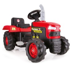 Tractor de teren cu pedale, volan si claxon, rosu, 53x83x45 cm