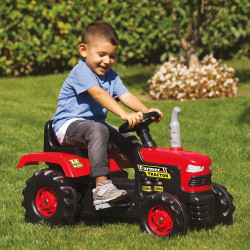 Tractor de teren cu pedale, volan si claxon, rosu, 53x83x45 cm