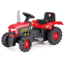 Tractor de teren cu pedale, volan si claxon, rosu, 53x83x45 cm