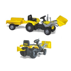 Tractor excavator, cu pedale si remorca, volan mobil, 183x54x45 cm