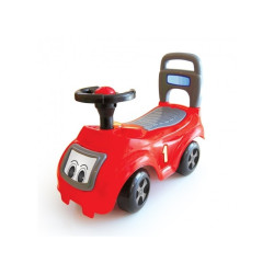 Masinuta fara pedale, volan cu claxon, spatiu depozitare sub scaun, plastic nedaunator, 37x48x21cm, rosu