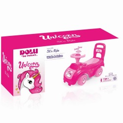 Masinuta fara pedale, forma de unicorn, spatiu depozitare sub scaun, 37x48x21cm, roz