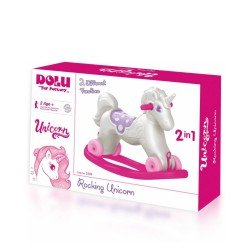 Unicorn balansoar cu rotile, 50x34x70 cm, manere sustinere, varsta 3+