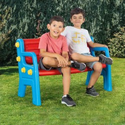 Bancuta copii, jucarie terasa, 67x109,5x50 cm, rosu-albastru