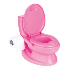 Olita tip WC, cu sunete, suport hartie igienica, plastic roz, 28x39x38 cm