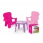 Set masuta cu 2 scaunele copii, pentru interior si exterior, plastic roz