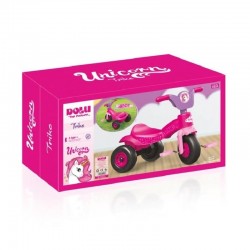 Tricicleta cu pedale, roti spuma, model Unicorn, greutate maxima 25 kg, roz