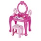 Masuta de machiaj, 15 accesorii, oglinda si scaun, roz