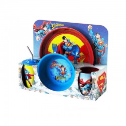 Set copii, vesela si tacamuri, ilustratii Superman, 30x11x28 cm