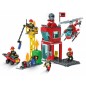 Blocuri constructie, set 75 piese, utilaj pompieri, material plastic