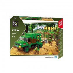 Piese de construit, joc My Army, camion militar in jungla, figurine soldati
