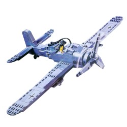 Jucarie de construit cu 402 piese, avion militar biplan, 6+