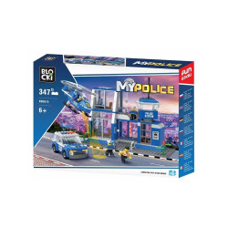 Cuburi construit, set My Police cu 347 piese, statie politie, masina si elicopter
