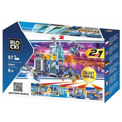 Cuburi construit, set My Police cu 347 piese, statie politie, masina si elicopter