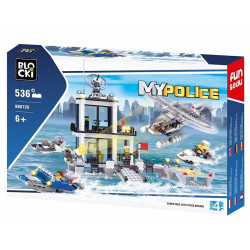 Set interactiv constructii, 536 piese, statie de politie pe apa