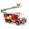 Blocuri de constructie, camion pompieri cu lift, 1 figurina pompier inclusa, 158 piese