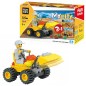 Blocuri de constructii, masina cu incarcator 3 in 1, cupa mobila, 52 piese, galben