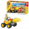 Blocuri de constructii, masina cu incarcator 3 in 1, cupa mobila, 52 piese, galben
