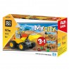 Blocuri de constructii, masina cu incarcator 3 in 1, cupa mobila, 52 piese, galben