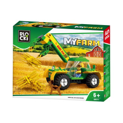 Blocuri de constructie, tractor cu incarcator, 1 figurina fermier, 136 piese