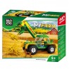 Blocuri de constructie, tractor cu incarcator, 1 figurina fermier, 136 piese