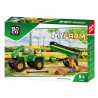 Blocuri de constructie, tractor cu remorca, 1 figurina inclusa, varsta recomandata 6 ani +, verde