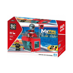 Set constructie, Turn control pompieri, 82 piese, Blocki