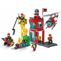 Set constructie, Turn control pompieri, 82 piese, Blocki
