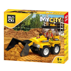 Joc constructie, mini buldozer cu cupa mobila, 88 piese