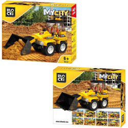 Joc constructie, mini buldozer cu cupa mobila, 88 piese