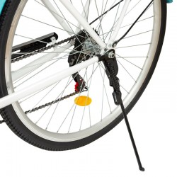 Bicicleta dama, roti 28 inch, 7 viteze Shimano, V-Brake, cos cumparaturi, portbagaj, alb turcoaz