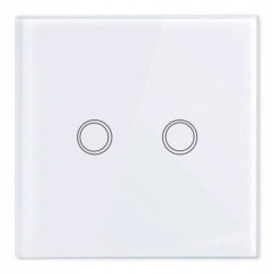 Intrerupator touch dublu, panou sticla securizata, incastrabil, LED indicator, alb