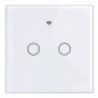 Intrerupator dublu smart touch, panou din sticla, WiFi, Android si iOS, alb
