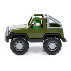 Jeep militar, 2 soldati in interiorul masinii, 23x14x13 cm