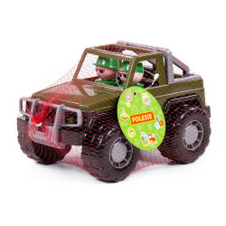 Jeep militar, 2 soldati in interiorul masinii, 23x14x13 cm