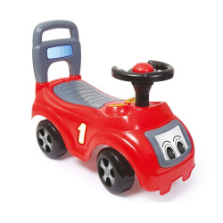 Masinuta fara pedale, volan cu claxon, spatiu depozitare sub scaun, plastic nedaunator, 37x48x21cm, rosu