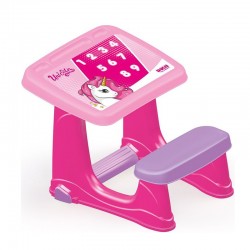 Birou pentru copii, Study desk, imprimeu cifre, unicorn roz, 49x70x54 cm