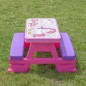 Masa picnic copii, bancute incluse, 4 locuri, Unicorn, roz, 42x69x79 cm